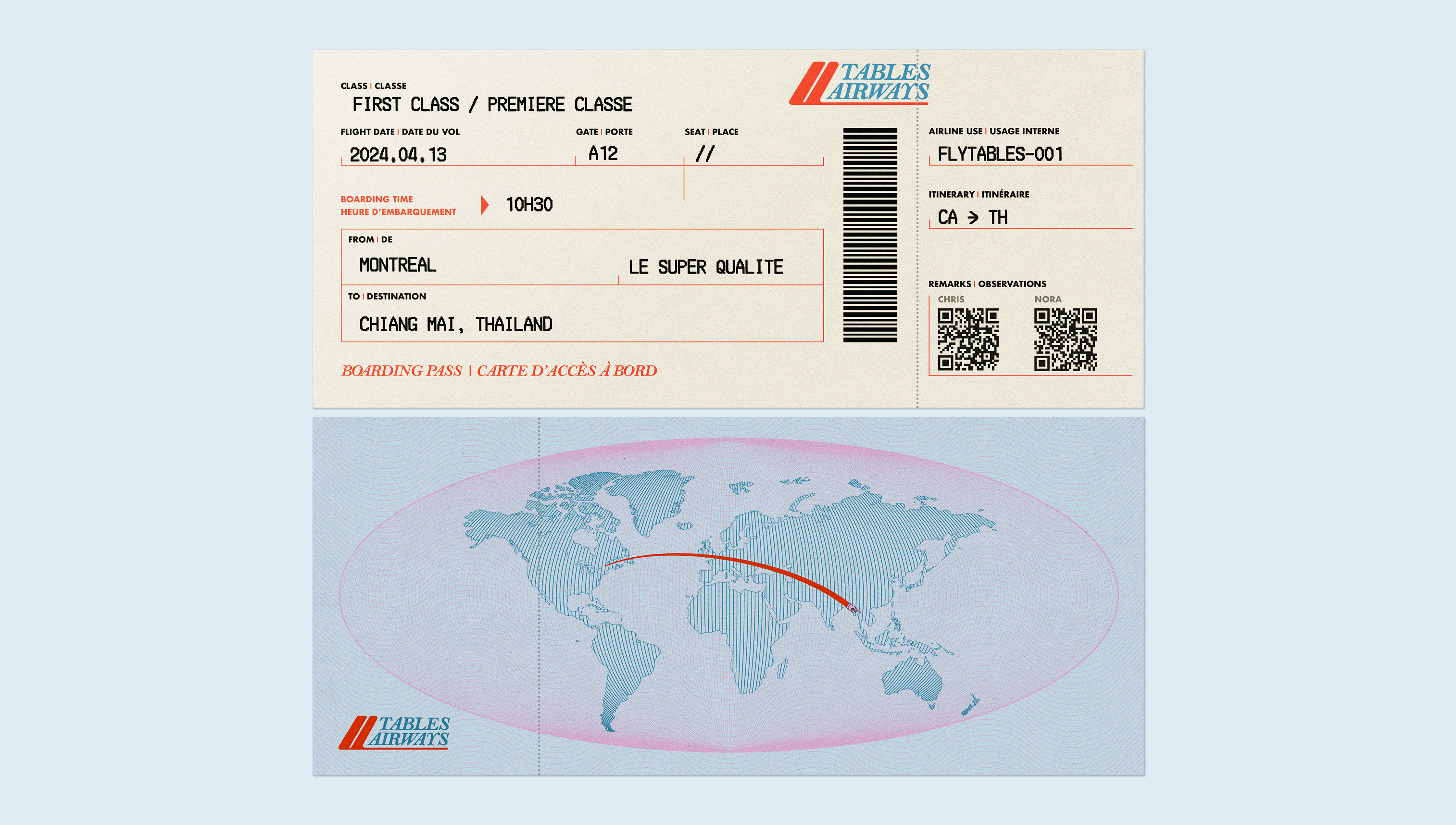 Flying Tables boarding pass